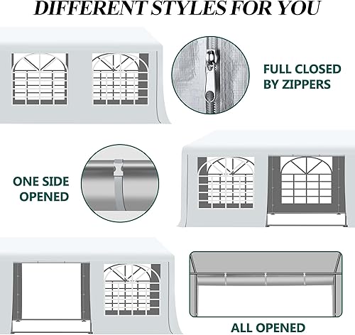 Miniatura 8 de GARTOO Tienda de campaña y cochera de 13 x 26 pies, cenador de boda resistente al aire libre con 4 bolsas de arena, toldo de refugio para eventos al