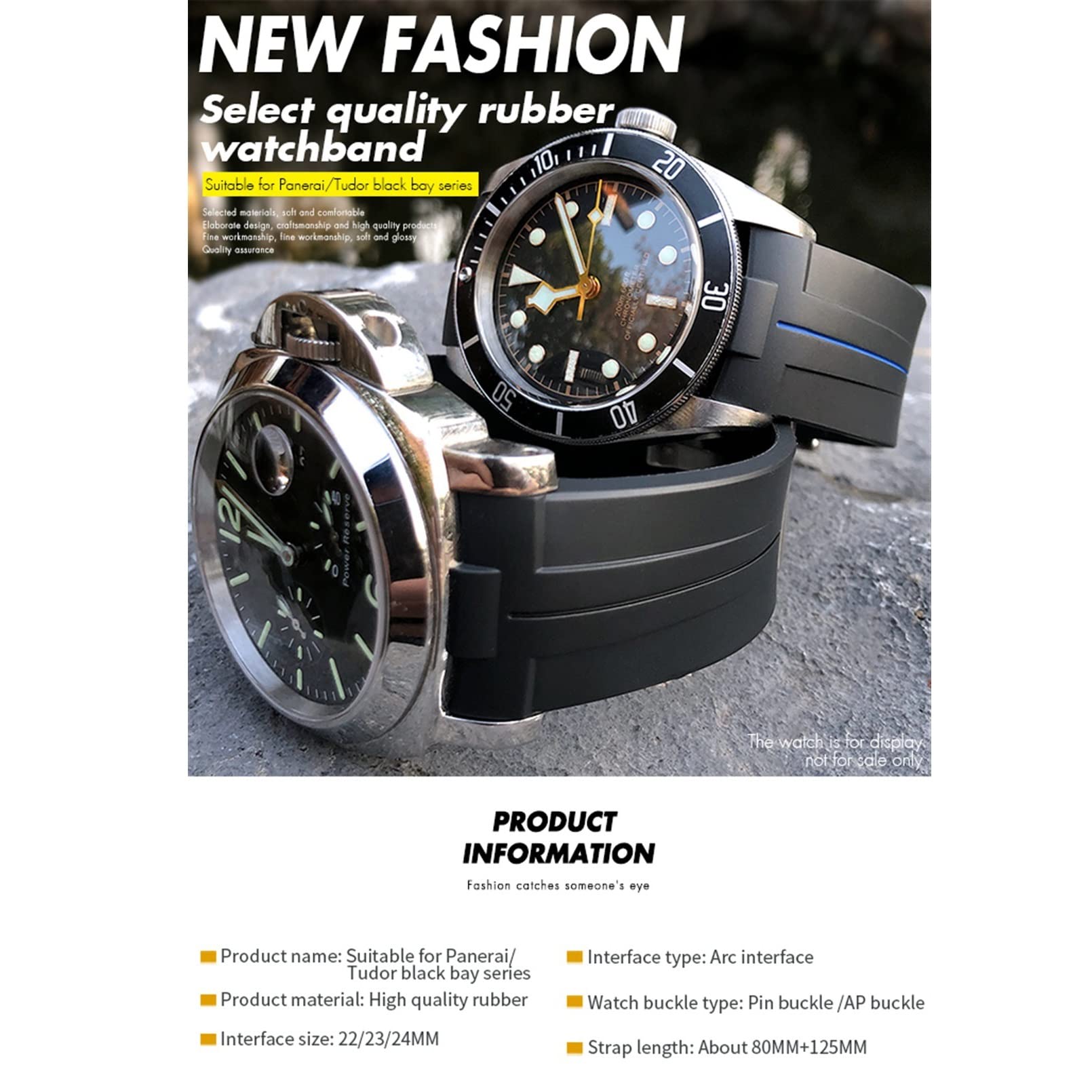 Gummi 23mm 22mm 24mm Uhrenarmband für Tudor Heritage Black Bay Bronze Pelagos Rot wasserdichte Sportarmbänder Uhrenarmbänder