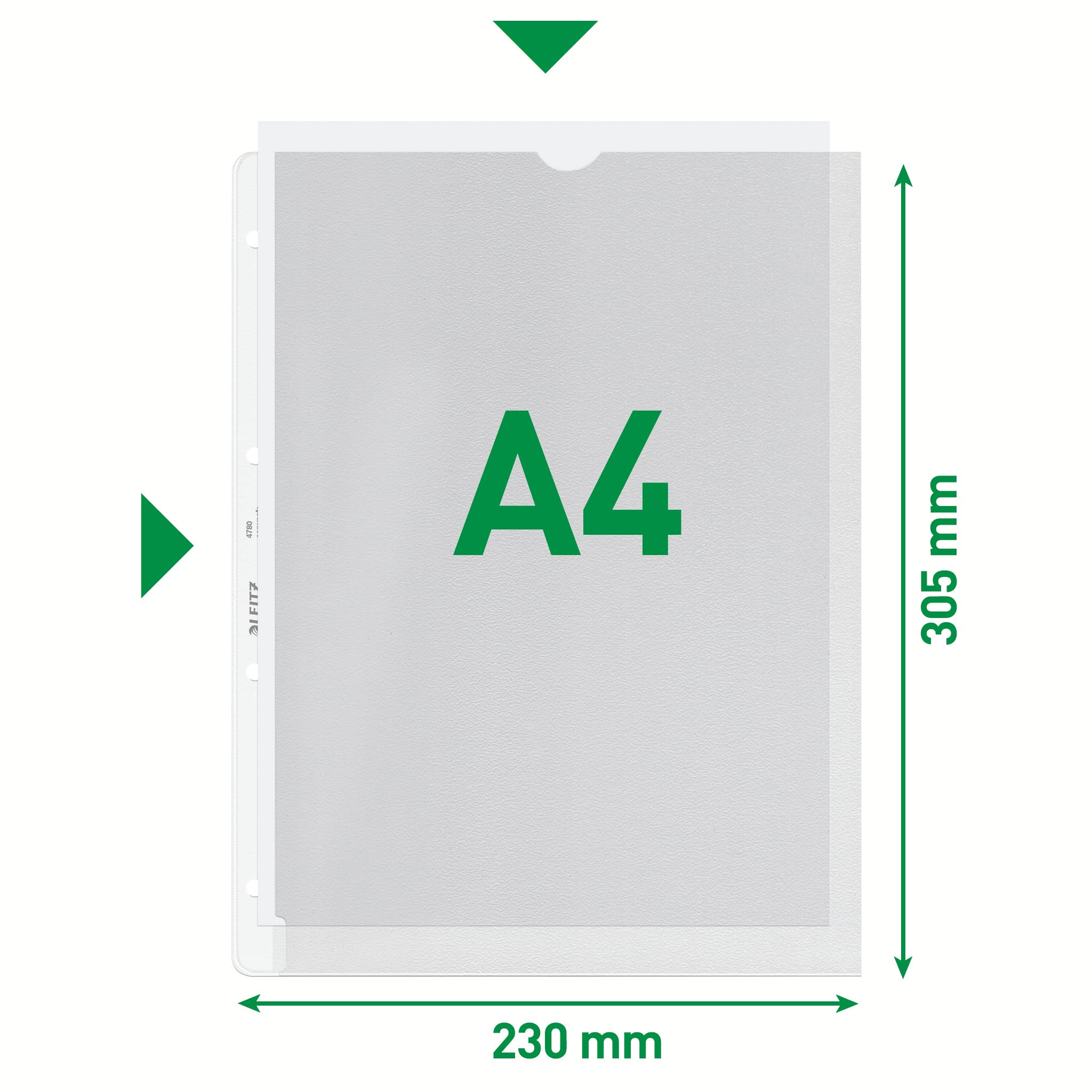 Leitz Premium 47800003 - Fogli a tasca, con fori, in PVC, 120 micron, formato, A4, trasparente