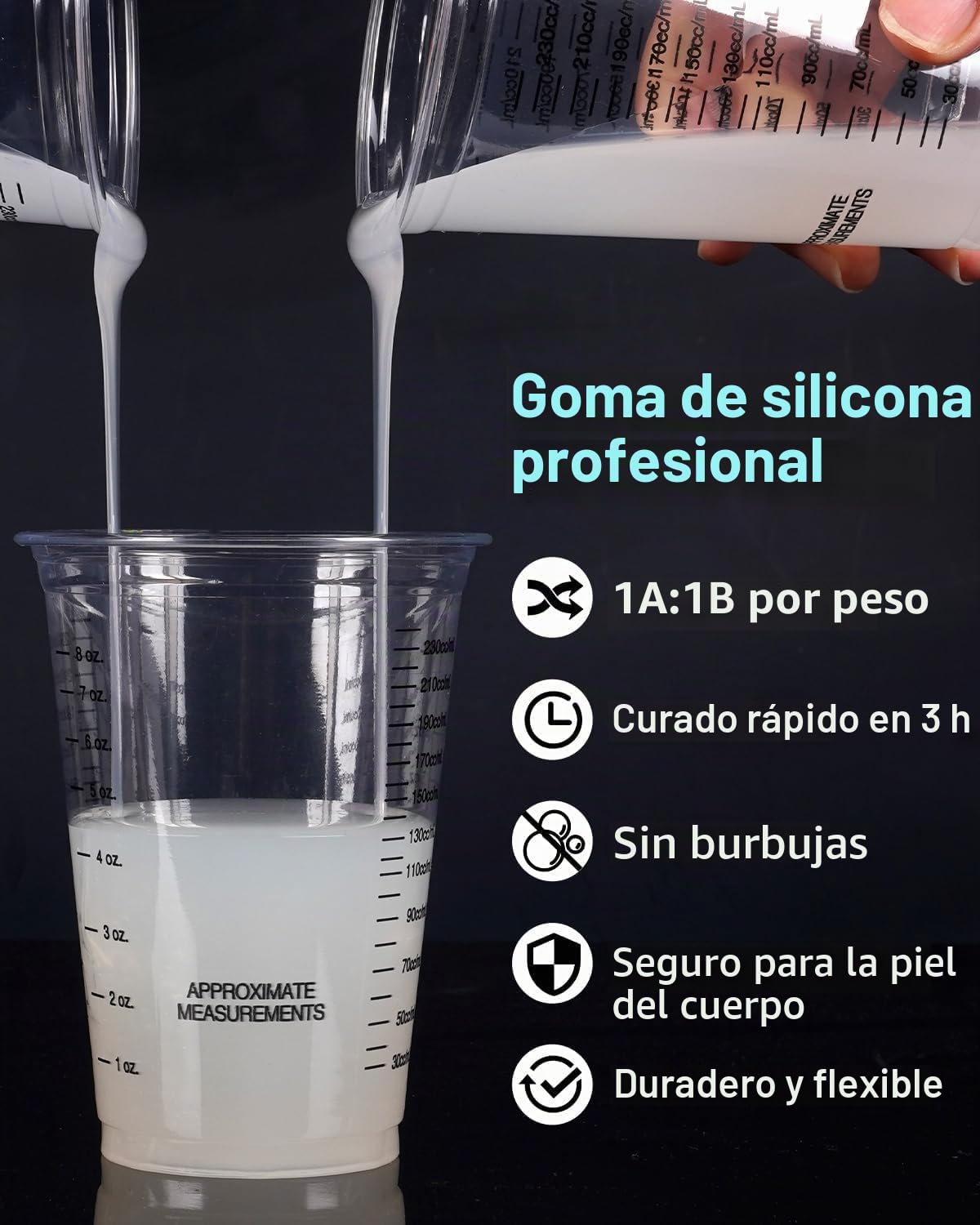 Nicpro 74oz/2188mL goma de silicona, Kit de fabricación de moldes de silicona relación de mezcla 1:1 para fundición de resinas 3D, bricolaje con carcasa de molde, tazas de mezcla