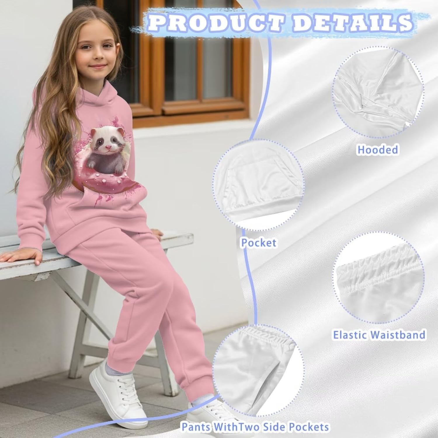 Girls' Tracksuits 2 Piece Pullover Sweatshirt Tops and Jpgger Pants with Pockets Casual Fall Winter Outerwear