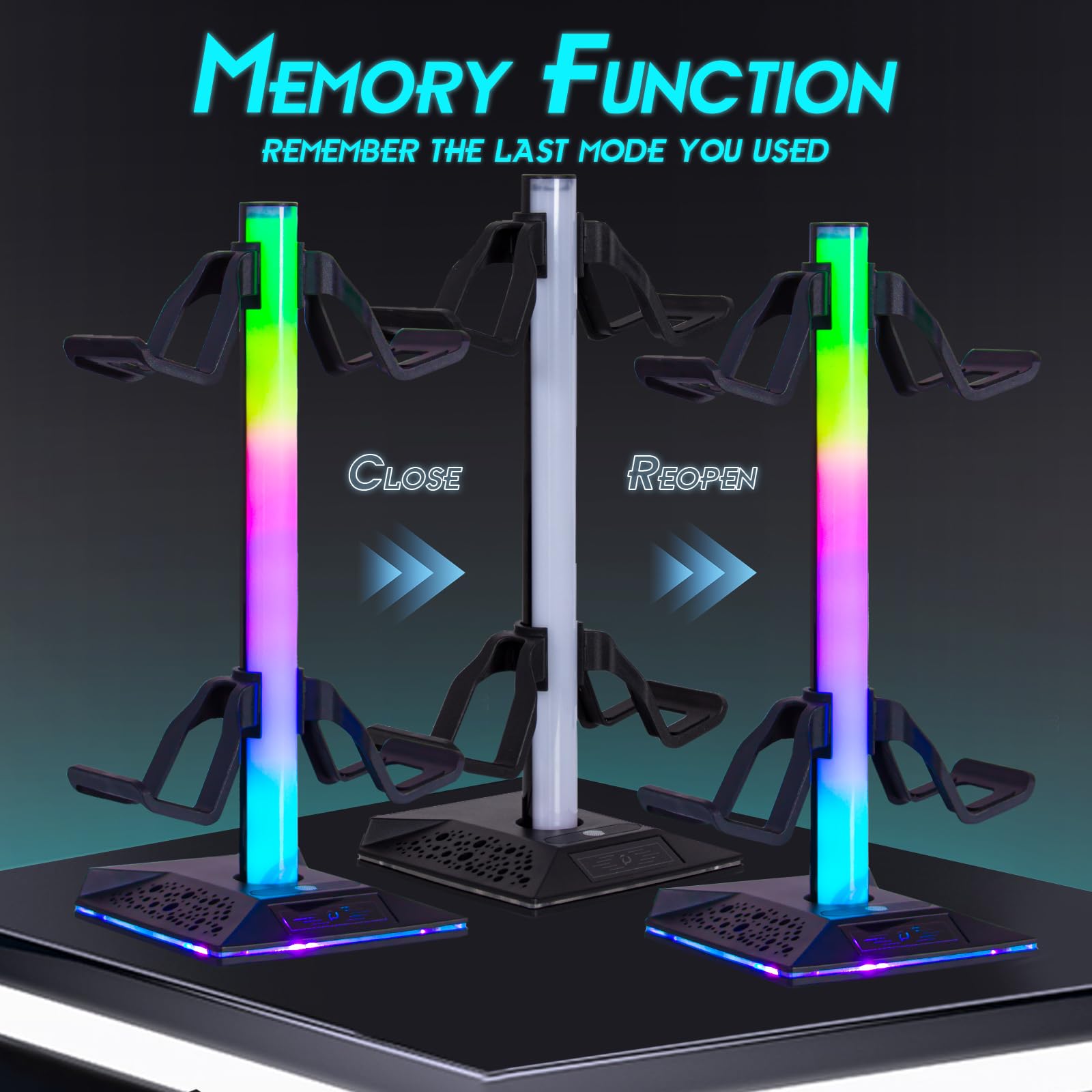 Headset Holder With Usb Hub TEEDOR Headphone Stand, RGB Gaming Headset Holder With 2 USB Charger Ports & 10 Lighting Modes For Desktop PC Game Earphone Accessories Headphone Stand With Lights
