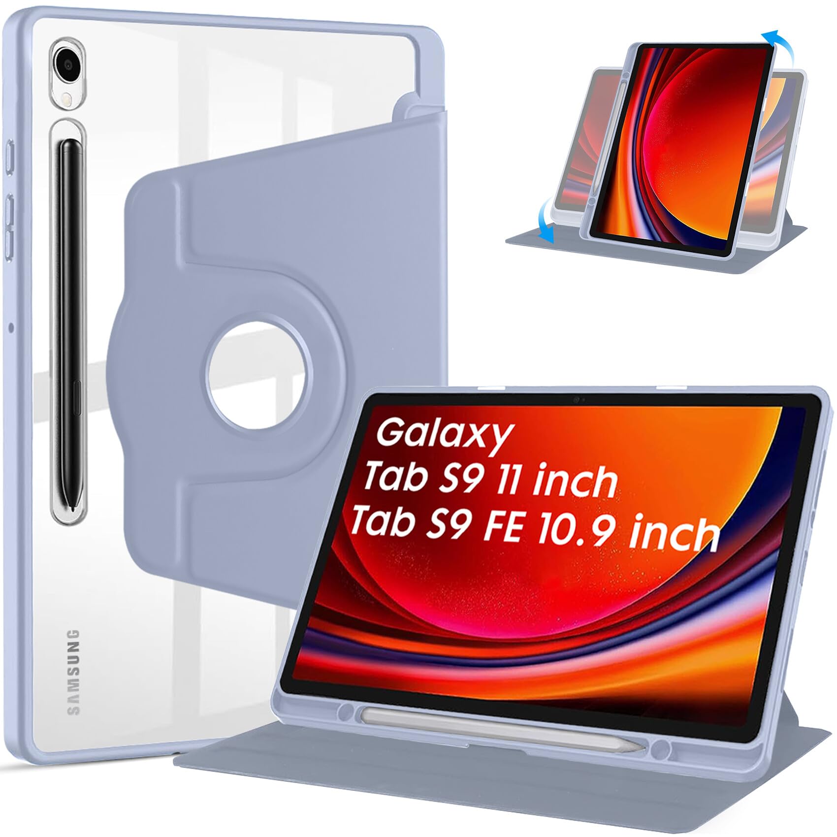 Robustrion Cover for Samsung Tab S9 11 inch/Samsung Tab S9 FE Cover Case 10.9 inch,Hybrid 360 Rotation Case Cover with [S Pen Holder] for Samsung Tab S9 / Tab S9 FE Tablet [Auto Sleep Wake] - Lavender (B0D431PQSY) Amazon Price History, Amazon Price Tracker