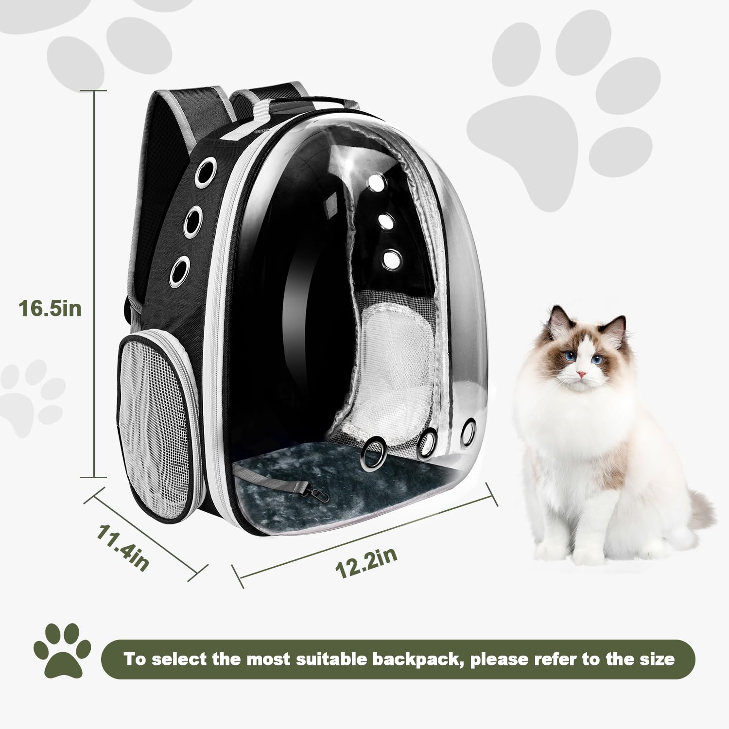 Mochila transportadora para gatos, mochila transportadora para mascotas para gatos pequeños y medianos, bolsa de transporte para perros, cápsula espacial, transportadora para mascotas (negro)