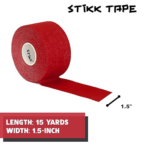 Miniatura 3 de STIKK Paquete de 3 cintas atléticas rojas – 1.5 pulgadas x 15 yardas – Cinta atlética para estabilizar y apoyar músculos y articulaciones –