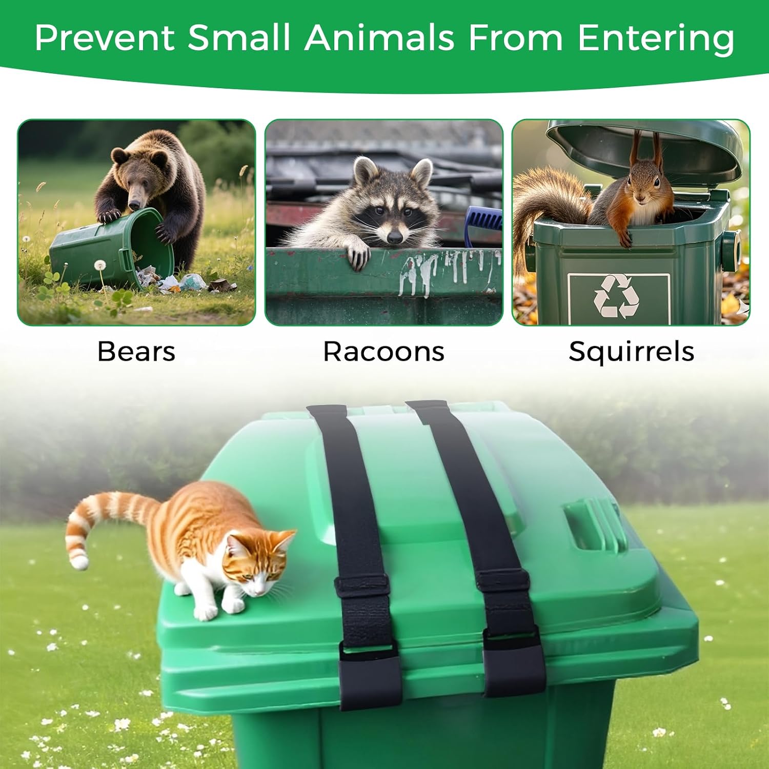 Trash Can Locks for Animals Adjustable Metal Claw Bear Proof Trash Can Lock