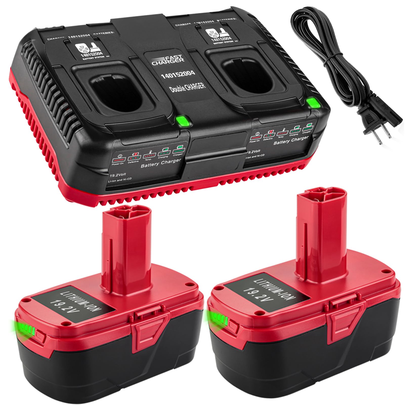 ANTRobut 2Pack 6.5Ah Replacement Craftsman 19.2 Volt Battery Lithium ion and Dual Charger, Compatible with 19.2 Volt Craftsman Battery DieHard C3