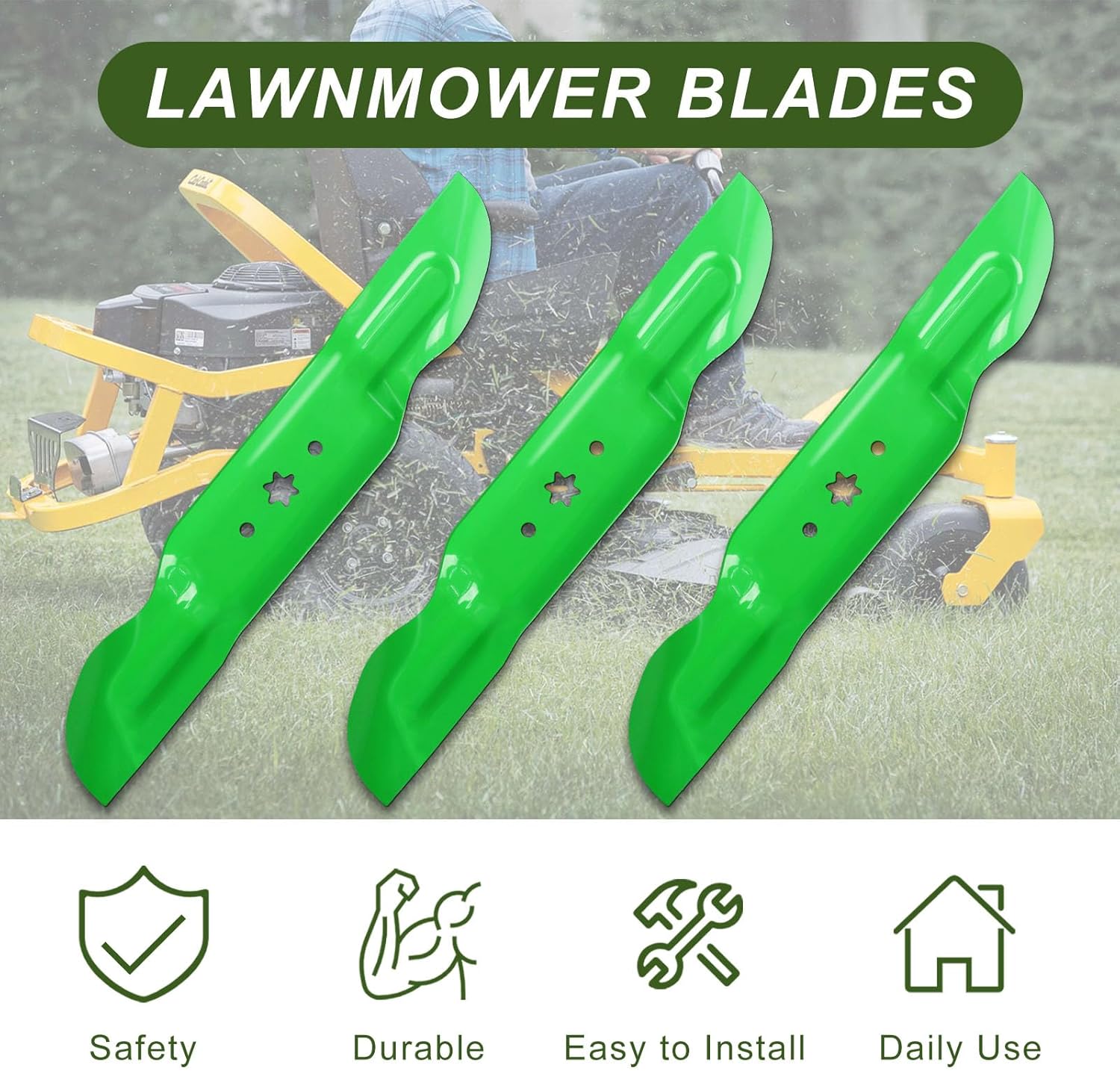 Wadoy 490-110-C187 Mower Blade Compatible with Cub Cadett 60" Deck High Lift Mower Blades 3 Pack for Model ZT2 ZT3 05620 742-05620 742P05620