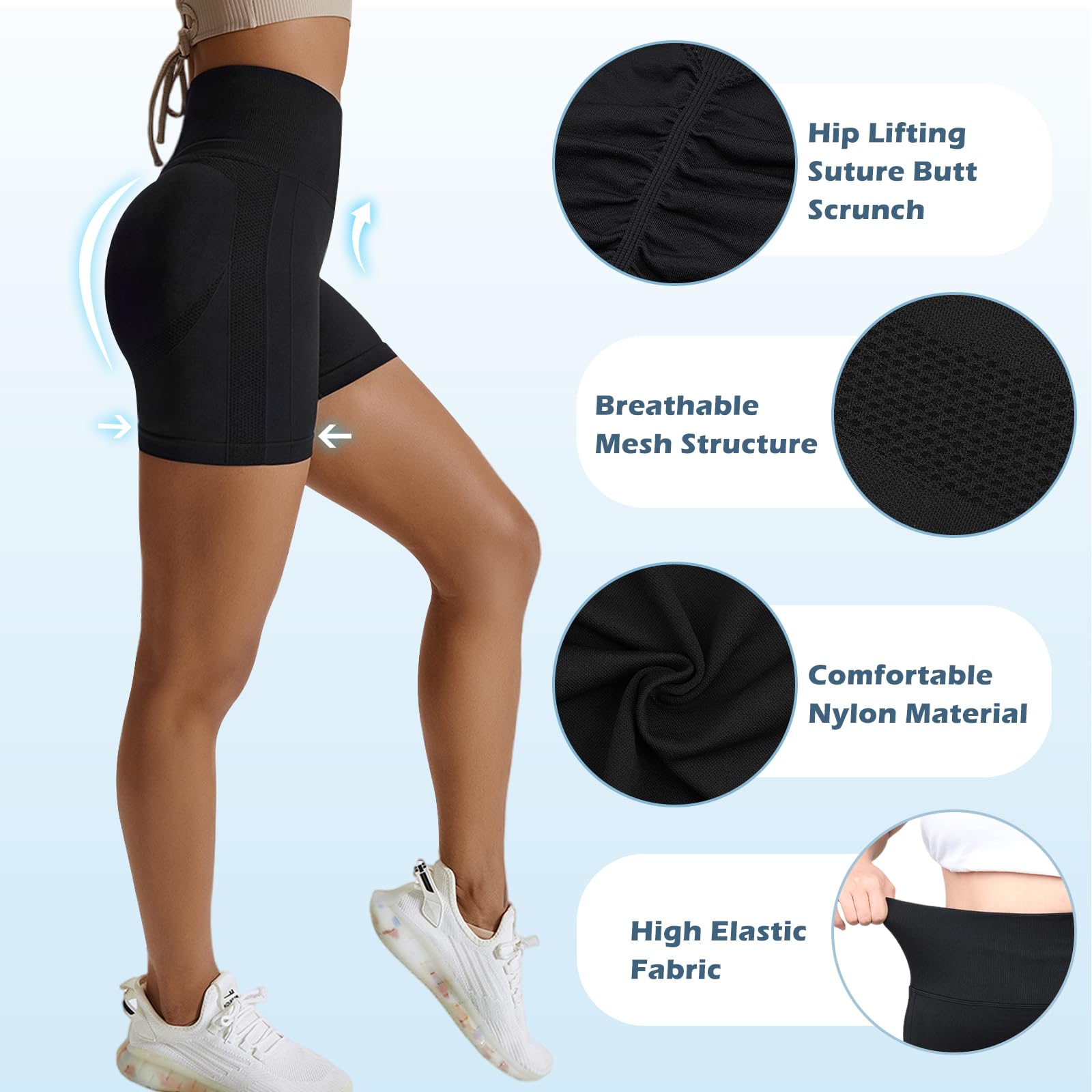 Pantalones Cortos Mujer Elásticas Leggins Push Up Cintura Alta para Gym Fitness