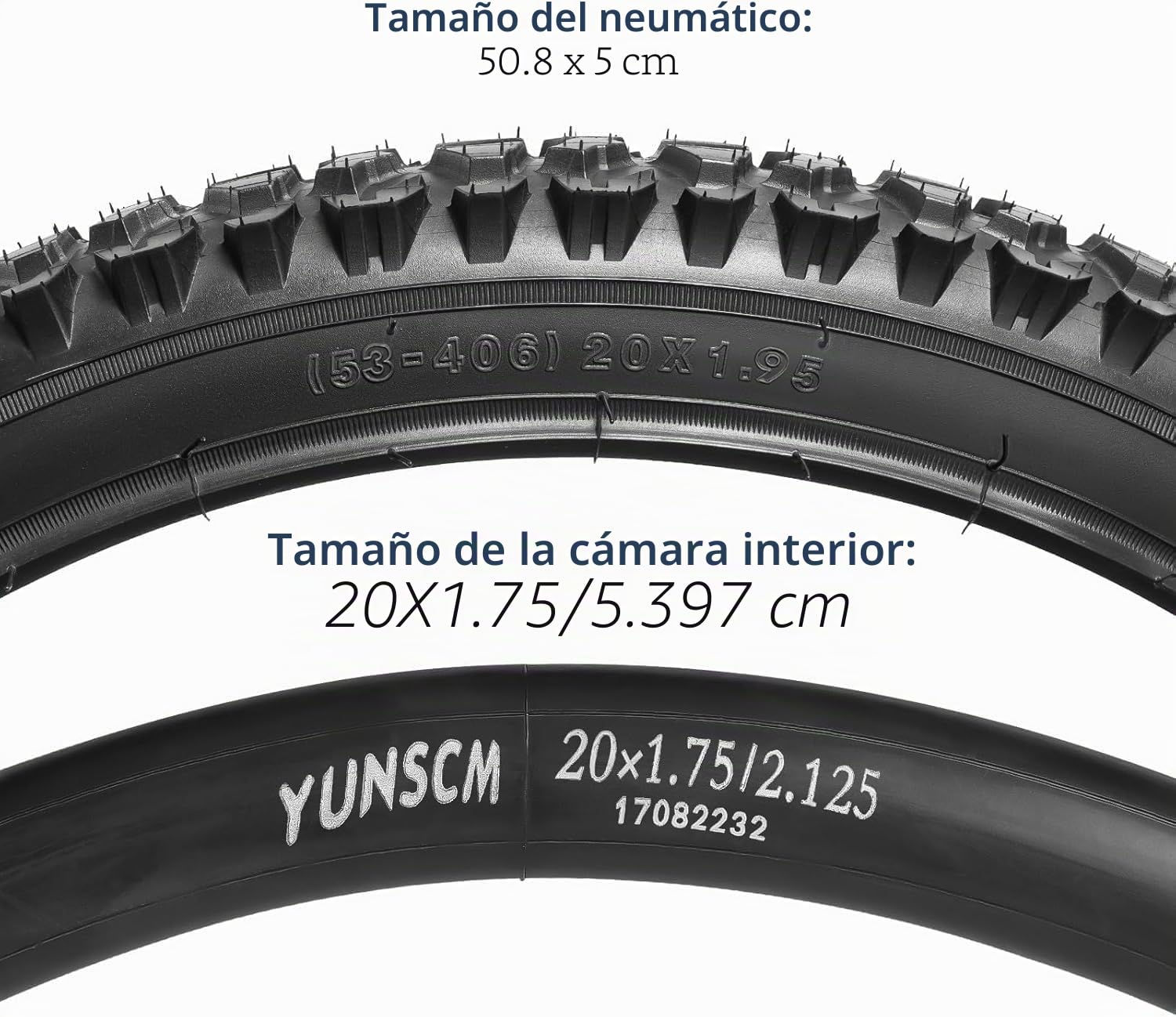 YunSCM 2Pcs Plegable 20 Pulgada Neumáticos 20x1.95 ETRTO 53-406 más 2Pcs 20 Pulgada Cámara de Aire AV32mm Valve Compatible Bike 20x1.95 Neumáticos and Cámara de Aire