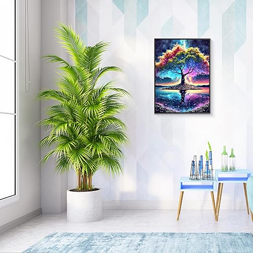 Miniatura 7 de Kits de arte de pintura de diamantes para adultos, kits de arte de diamantes de taladro completo, puntos de diamante de árbol de la vida, pintura de