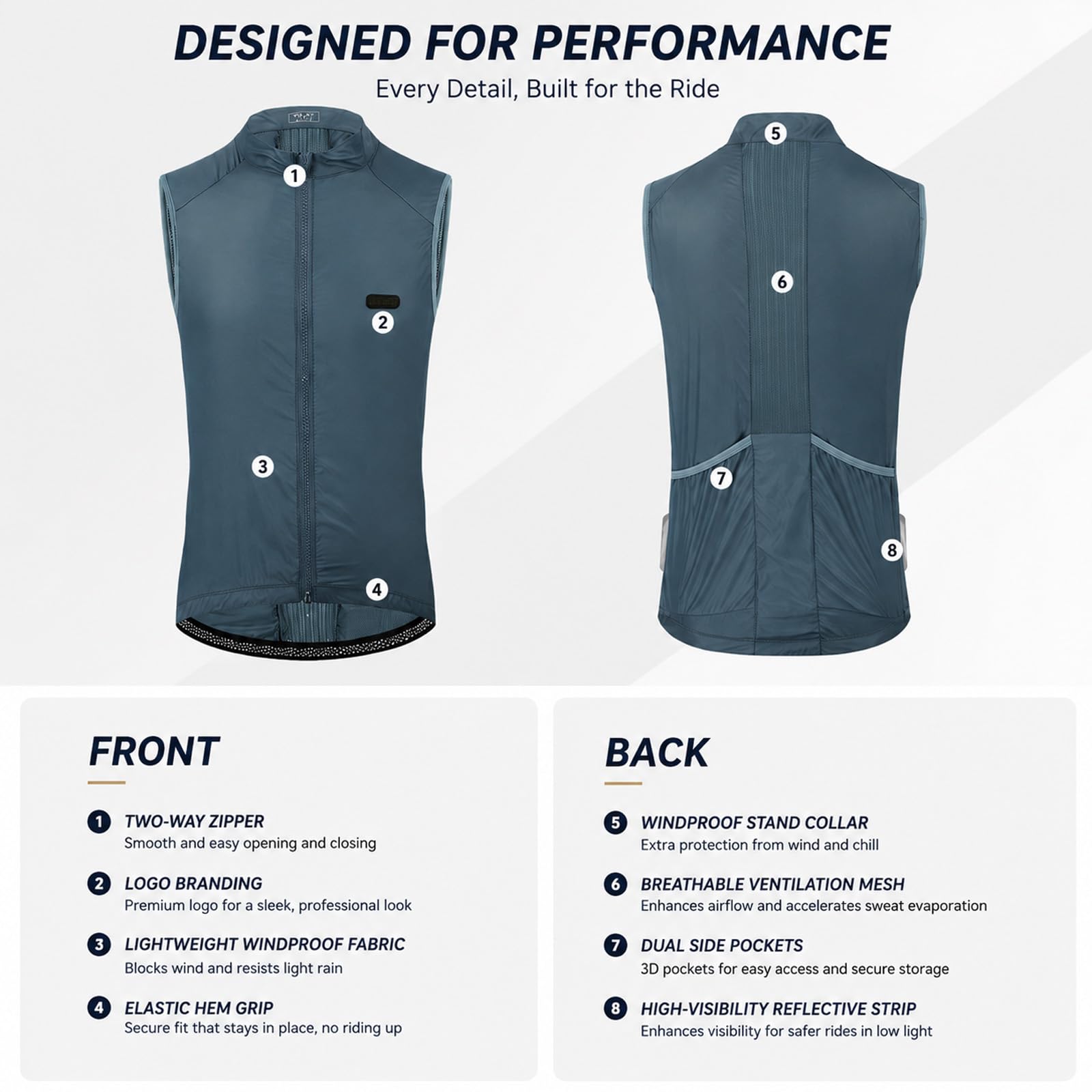 Chaleco de Ciclismo Cortavientos Hombre Mujer Ligero sin Mangas Reflectante Transpirable Plegable con Bolsillos y Espalda de Malla Impermeable para Bici Carrera Aire Libre