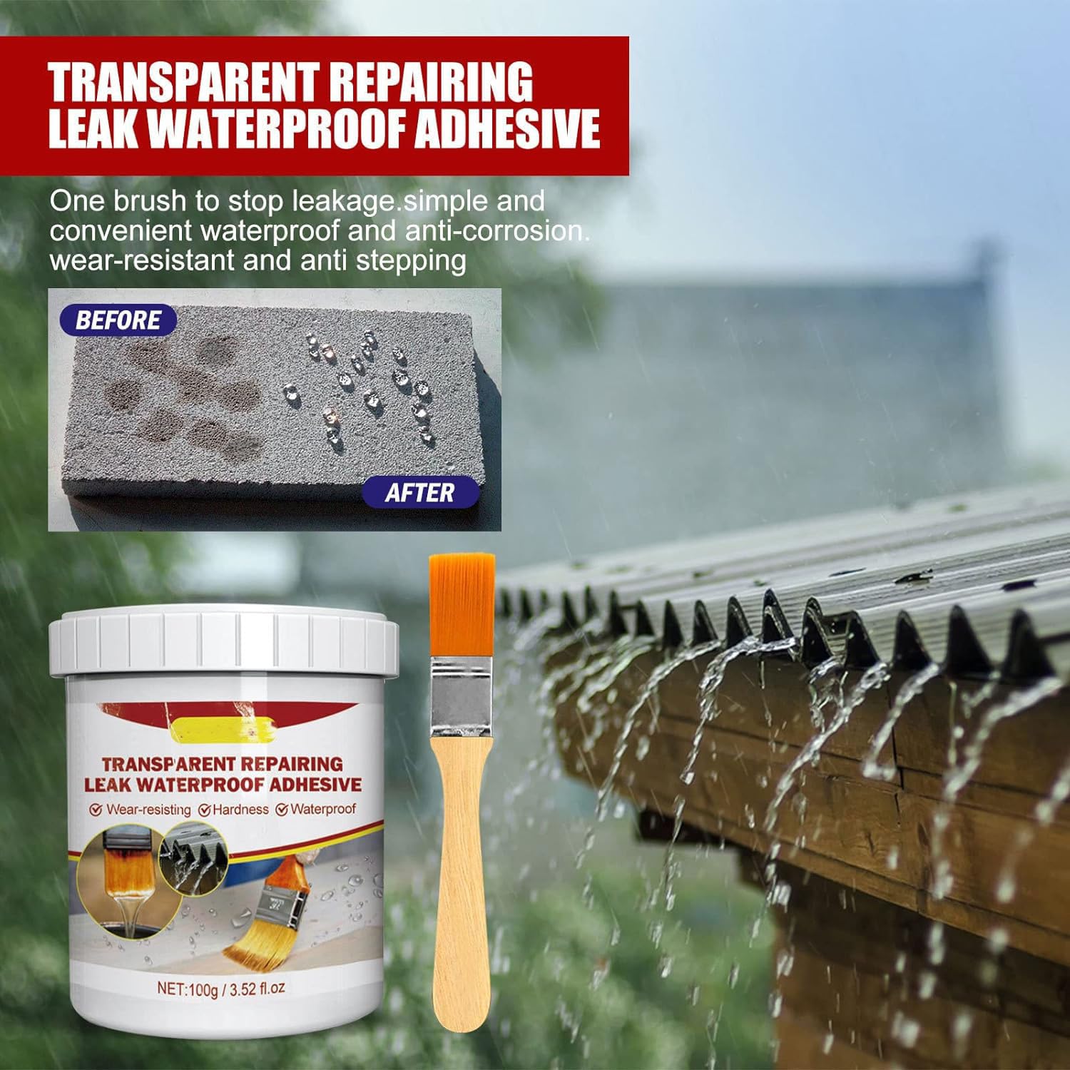 Invisible Clear Waterproof Agent Seal Liquid,Super Strong Anti-Leakage Bonding Sealant Agent with Brush,Transparent Repairing Leak Waterproof Adhesive for Repairing Leak (2 Sets)