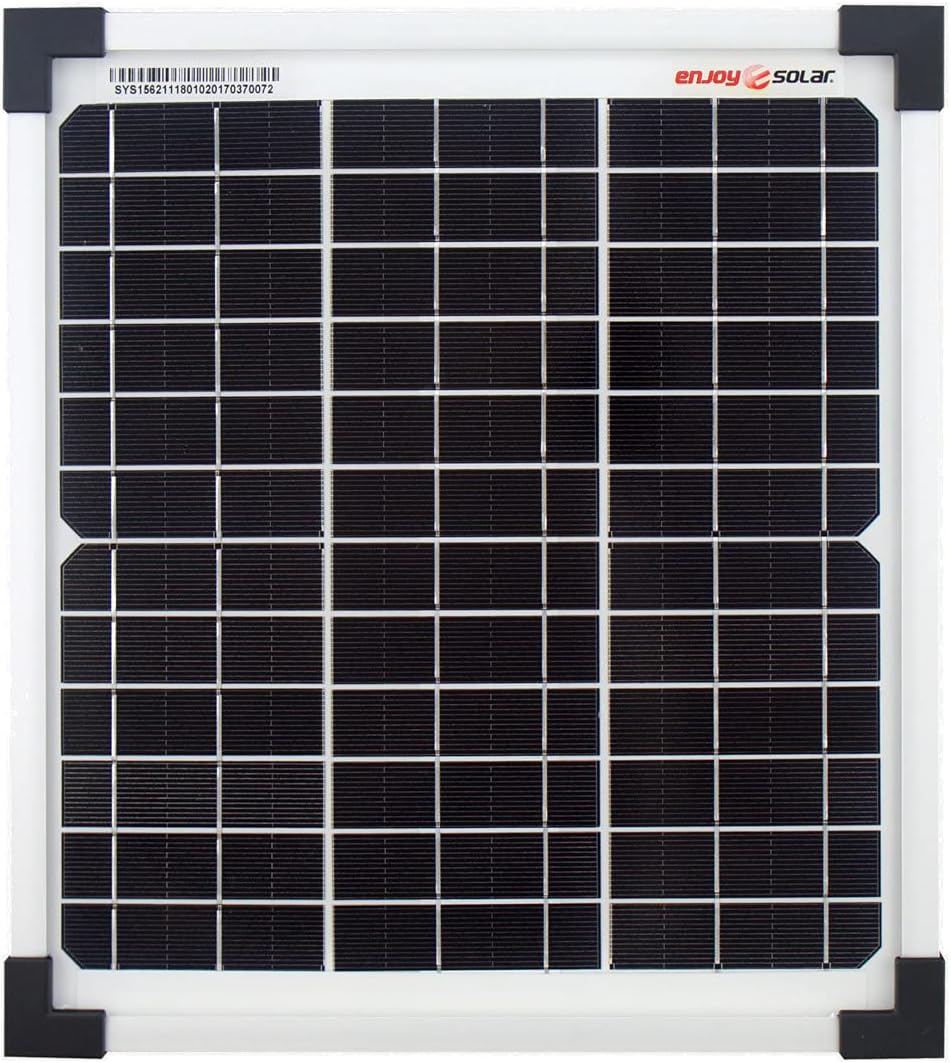 Enjoysolar® Monocrystalline 10 Watt 12V, Solar Module, Solar Panel Mono, Ideal for Garden, Camper, Caravan