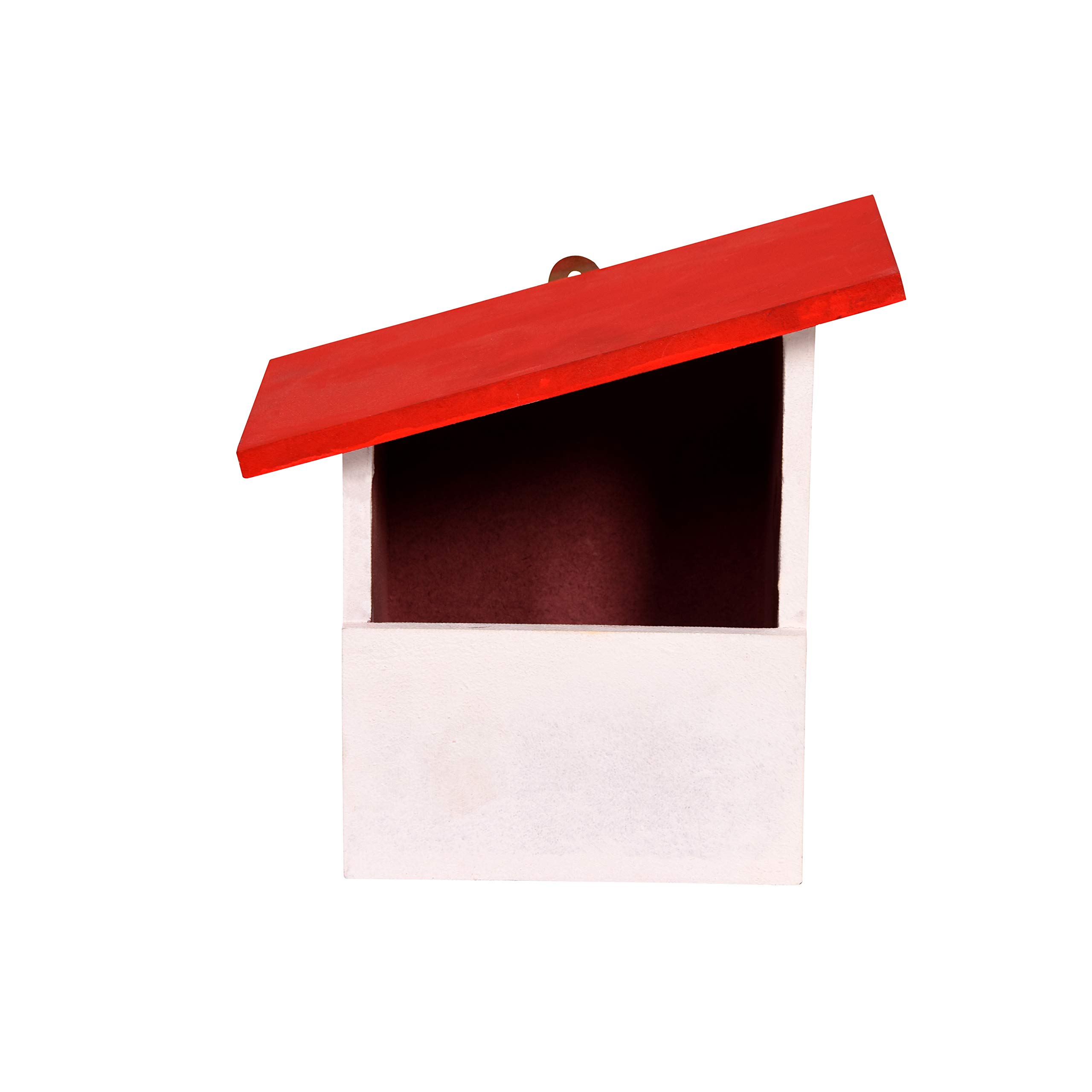 Cket Bird House for Sparrow, Hummingbird, Kingfisher Bird Nest for Balcony Made with Water Resistant Wooden with Hanging and Wall Patch (Wooden) (Red) (B091Z4SCMG) Amazon Price History, Amazon Price Tracker