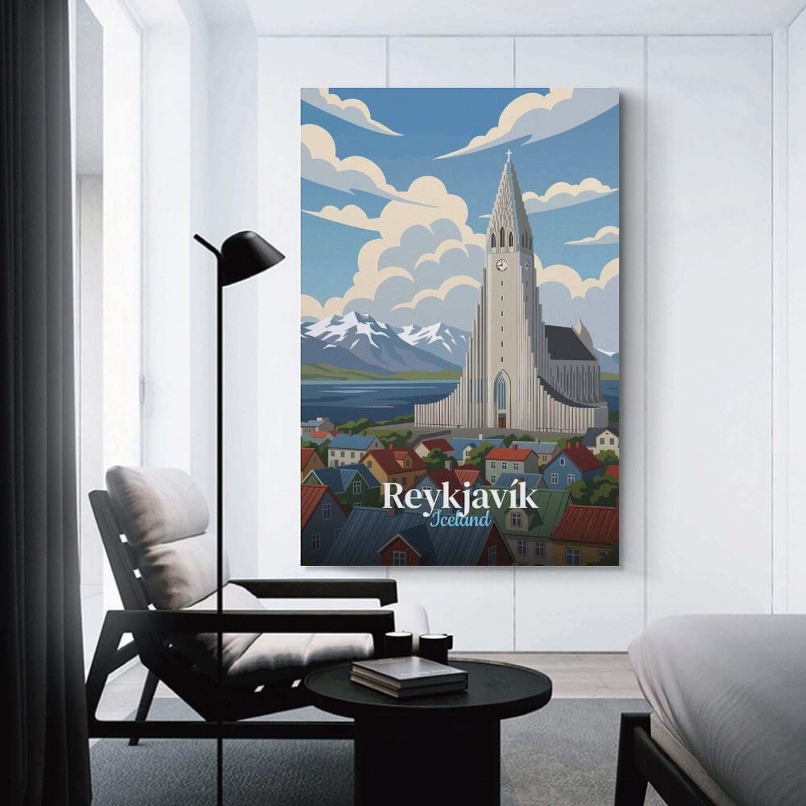 Junmoney Room Decor Wall Art Reykjavik Iceland Travel (4), 16x24inch(40x60cm), for Wall Displays, Bedrooms Or Room Updates, A Versatile Canvas Print for Layering