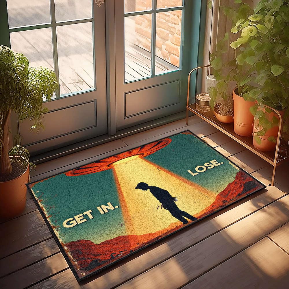 Paillasson géométrique UFO Abduction | Tapis de porche antidérapant et durable 65x90 cm