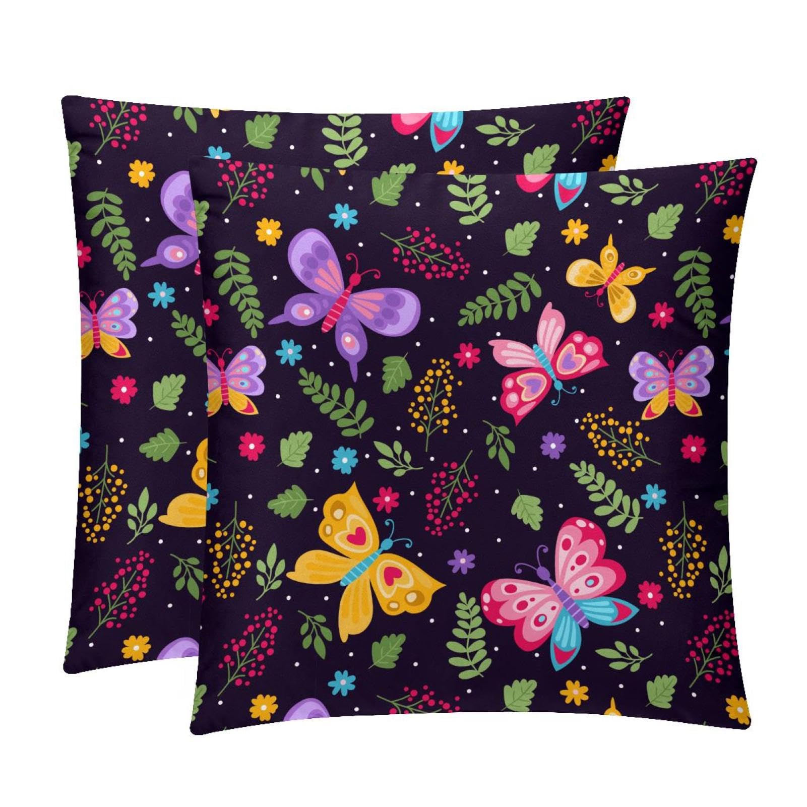 TDGKPZ Butterflies Throw Pillow Covers 2 Pack Cushion Cases Decorative Pillow Cases Home Decor 45x45cm
