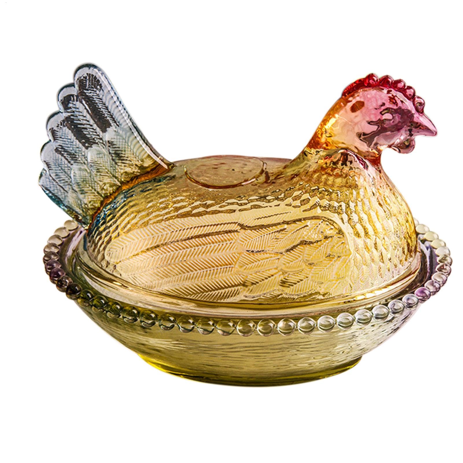 Tarro de cristal de pollo para caramelos y galletas de granja