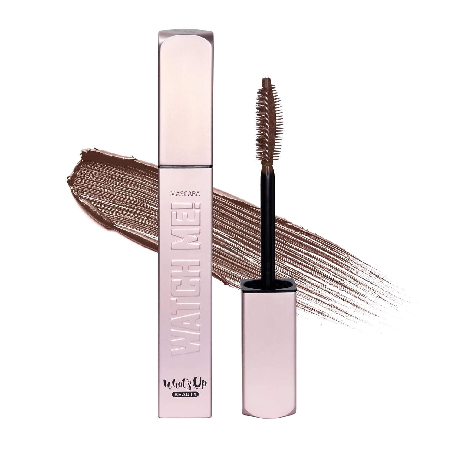 Whats Up Beauty - Watch Me! Brown Volumizing and Lengthening Colored Mascara with Peptide and Vitamin B5 Clean Made in Italy Cruelty Free Eye Makeup
