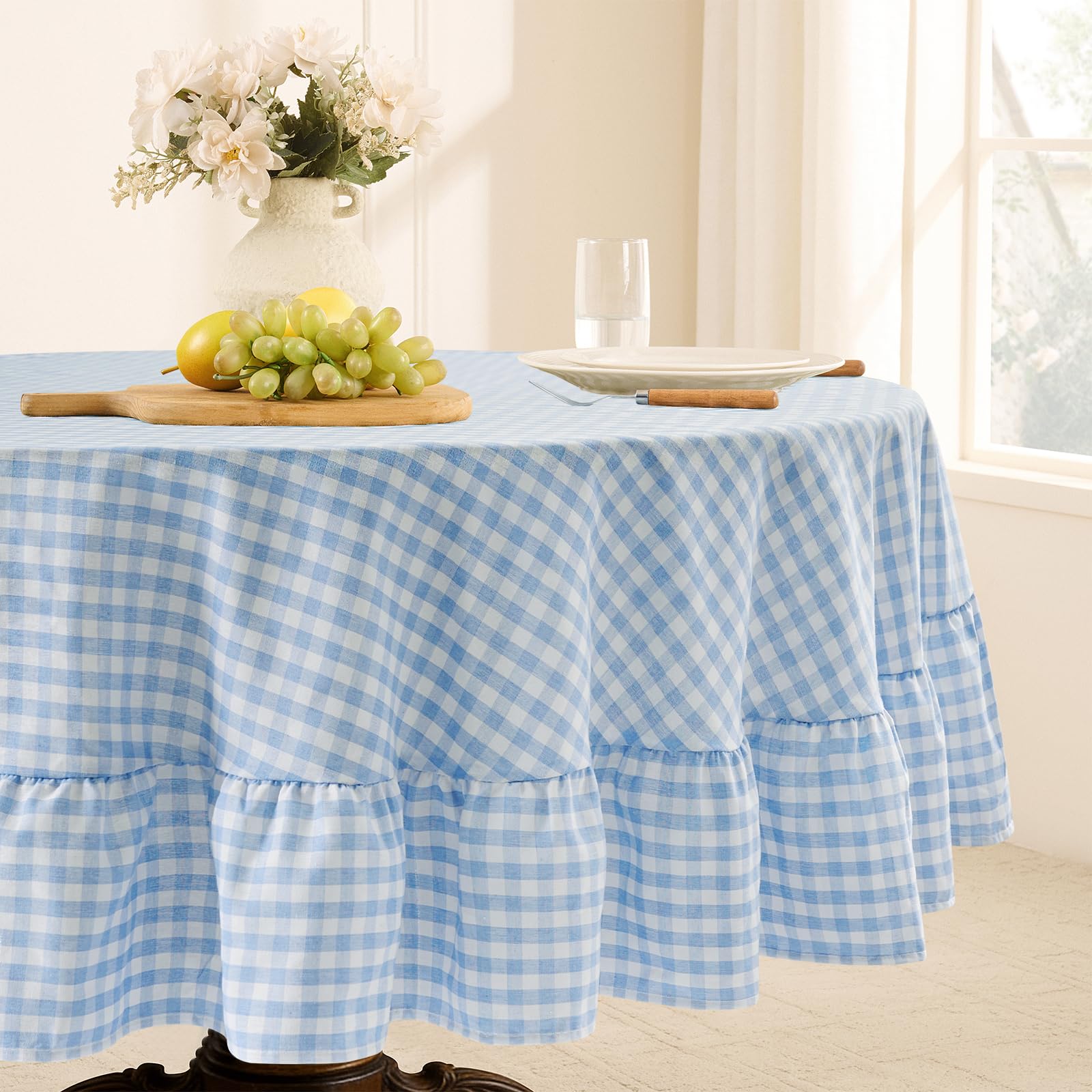 Orange Gingham Tablecloth - Ruffled Rectangle -26
