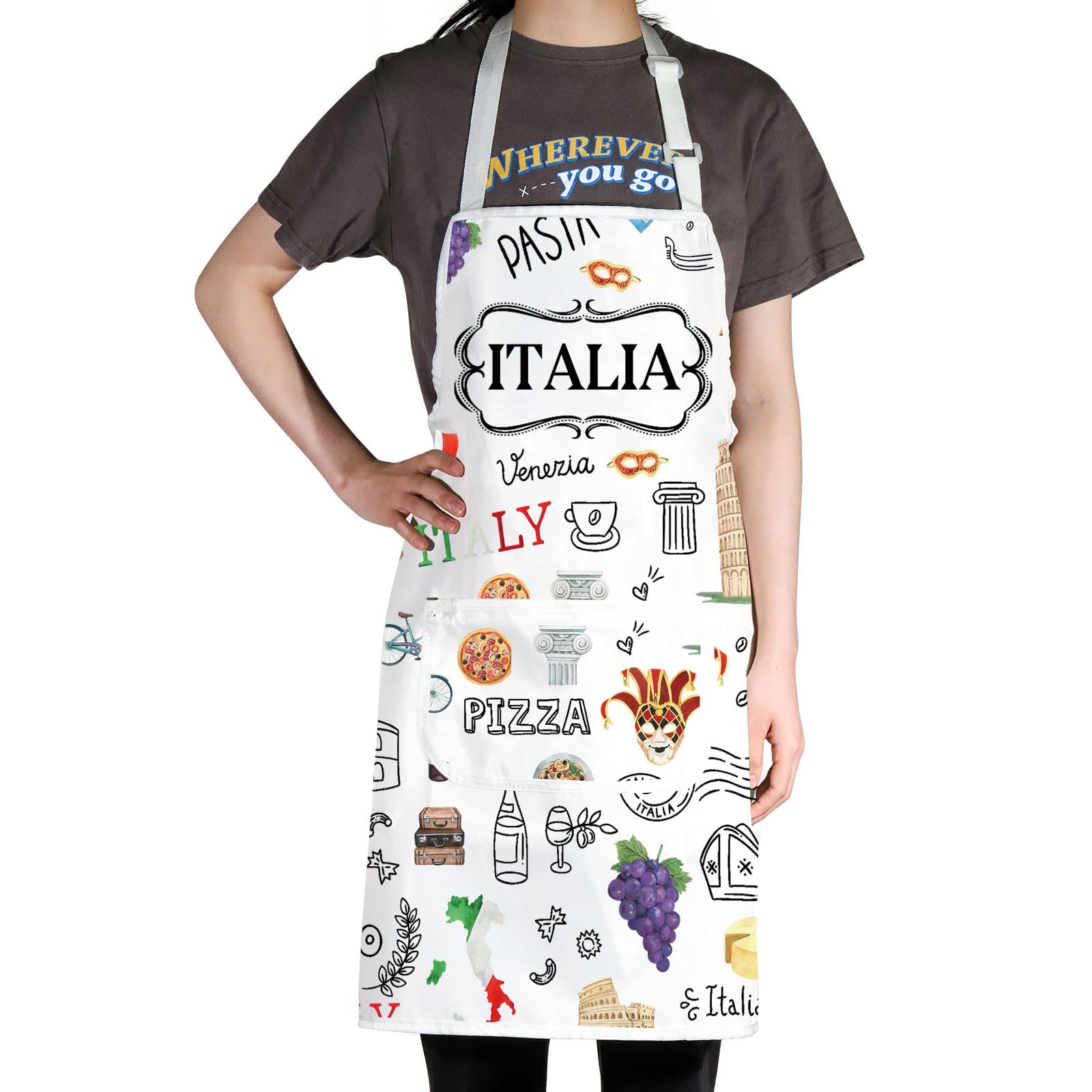 G2TUP Delantal de cocina italiano, delantal de cocina para chefs italianos y delantales temáticos