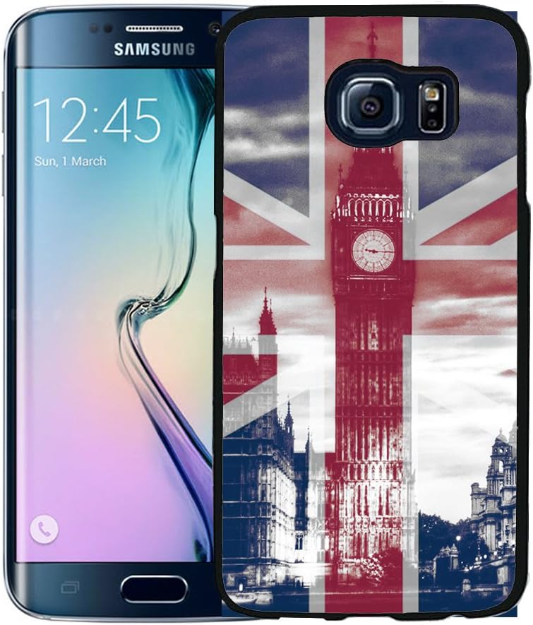 Big Ben Clock in London with Red and Blue UK Flag Overlay Samsung Galaxy S6 Rubber Silicone TPU Cell Phone Case