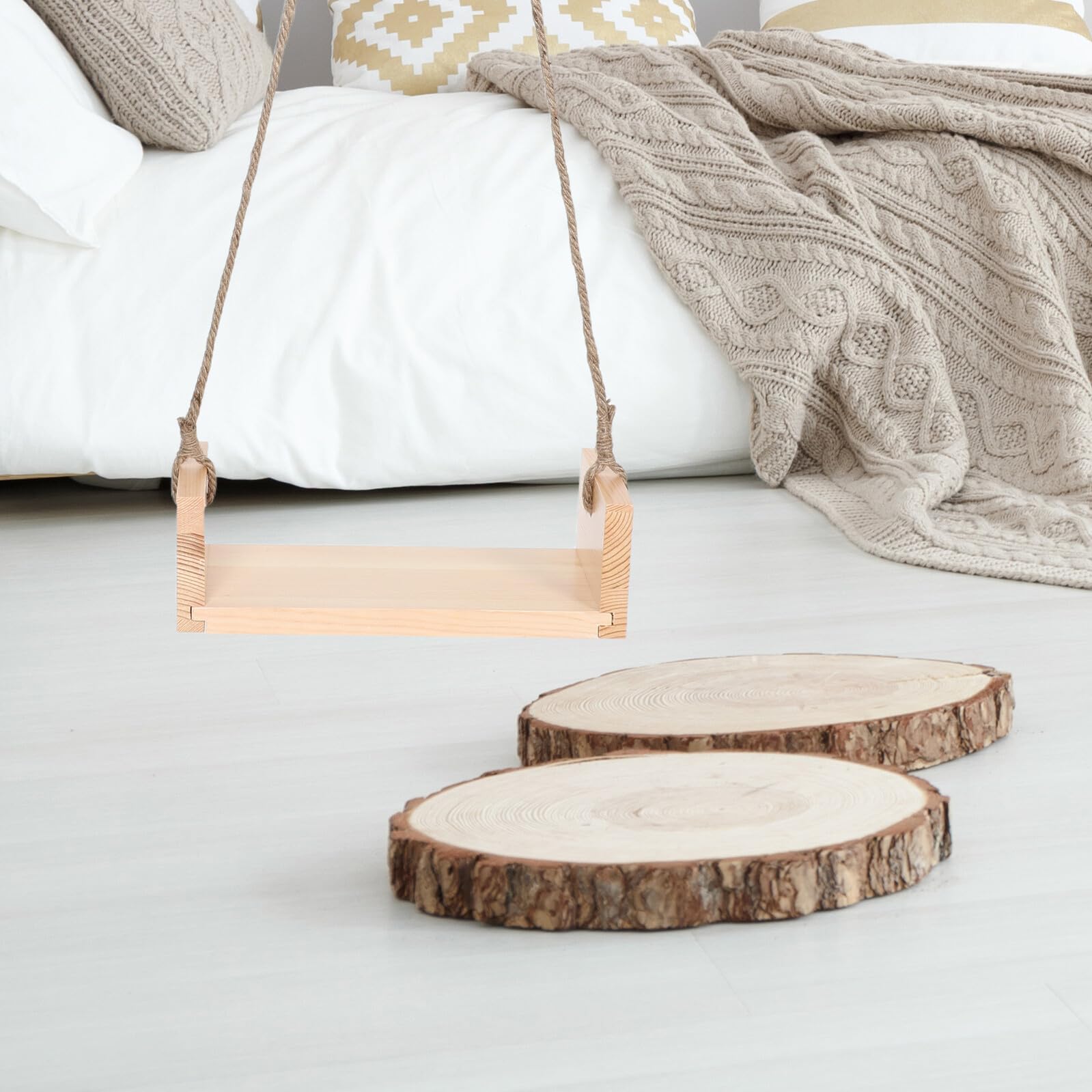 Altalena Sospesa in Legno per Sedile Imbottito Accessorio Fotografico Fatto a Mano per Ragazzo Ragazza Oggetto di Scena Vintage per Servizi Fotografici e Giochi in Casa o
