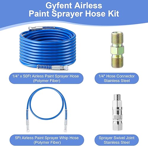 Miniatura 3 de Manguera pulverizadora de pintura sin aire de 50 pies x 1/4 pulgadas, manguera de pulverización de pintura sin aire de alta presión de 8500 PSI con