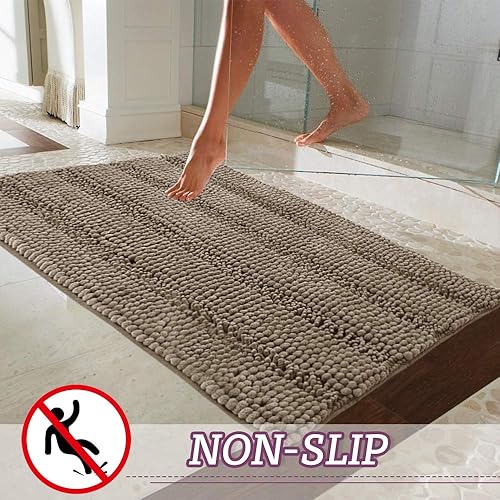 Vista 140 de NICETOWN Tapetes de baño antideslizantes (verde cáscara, 20 x 32 + 17 x 24 pulgadas)