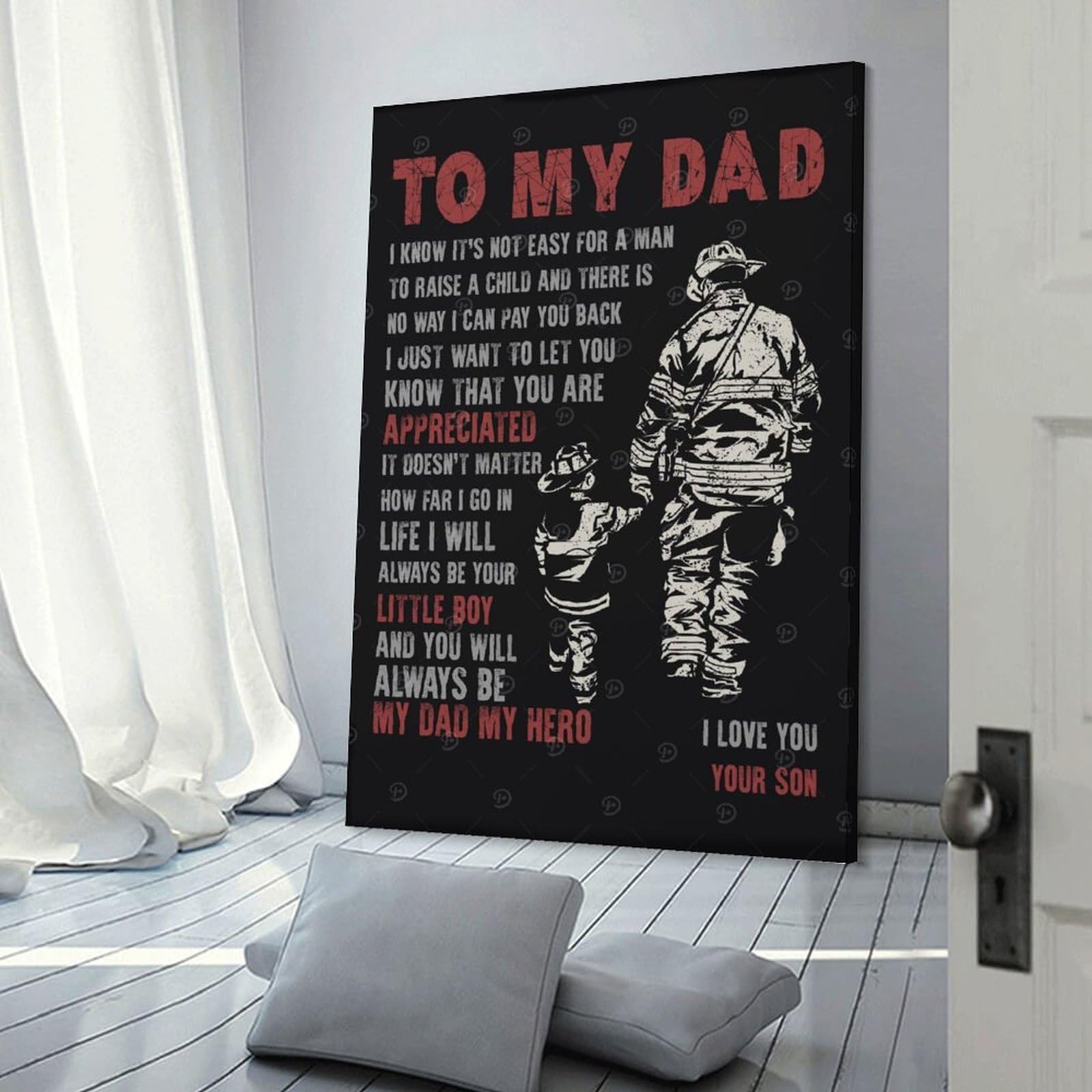 Junmoney to My Dad(2) Decorative Wall Artwork 12x18inch(30x45cm), for Living Room, Lounge Or Sitting Room, A Home Accent with Warm Character