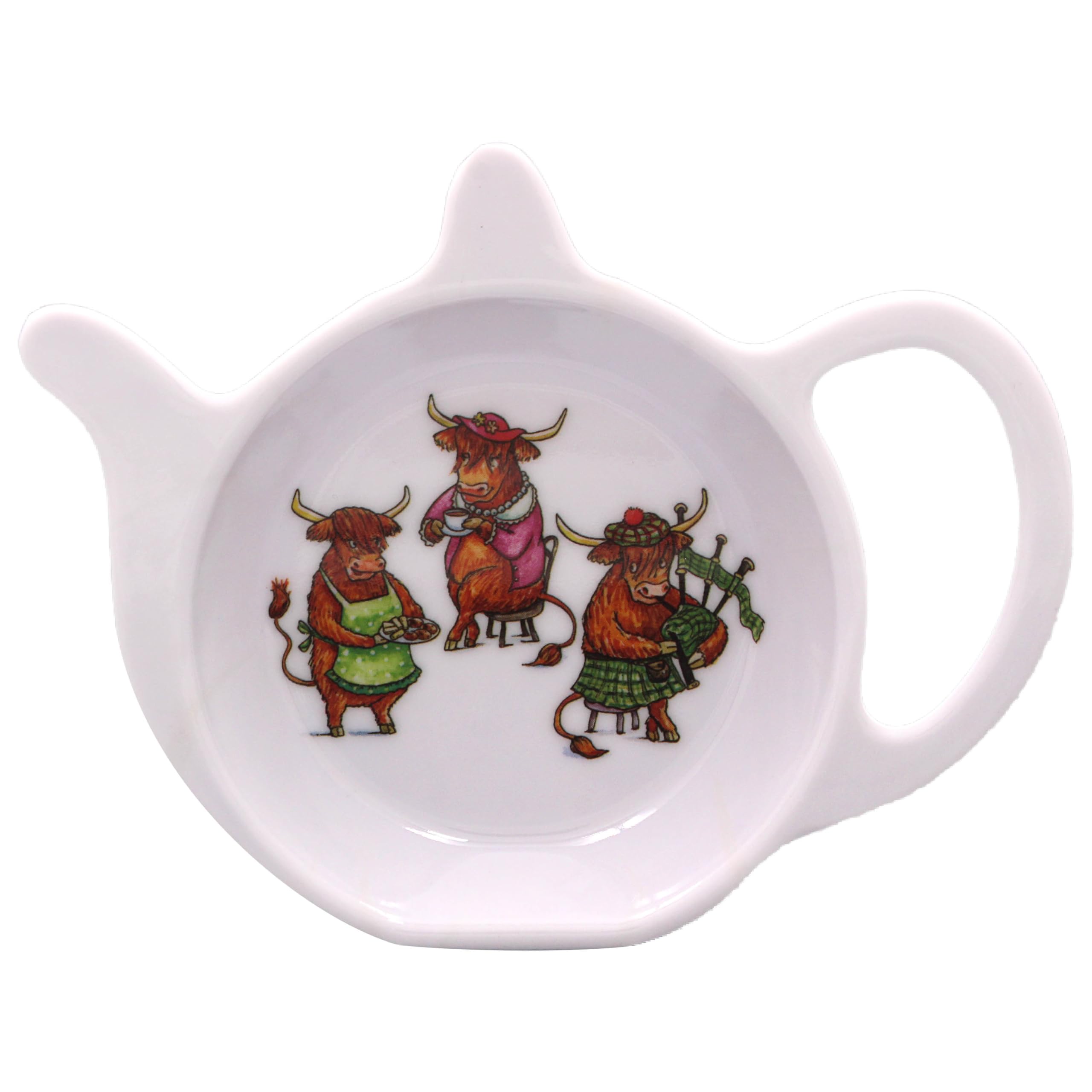 The Leonardo Collection Multicolour Finola Stack Highland Cow Teabag Tidy For Kitchen & Home | British Designed Durable Tea Bag Tidy | Tea Bag Dish For Used Tea Bags | Teabag Dish With Modern Design