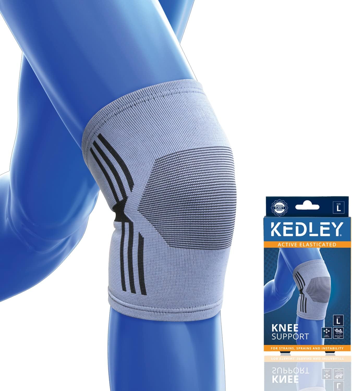 Knee Support Sleeve | Premium Elasticated Compression Support Band | Aiding Rehabilitation, Joint Pain, Knee Swelling & Arthritis | Ideal for Sports, Exercise, Gardening & Everyday Use (Large)