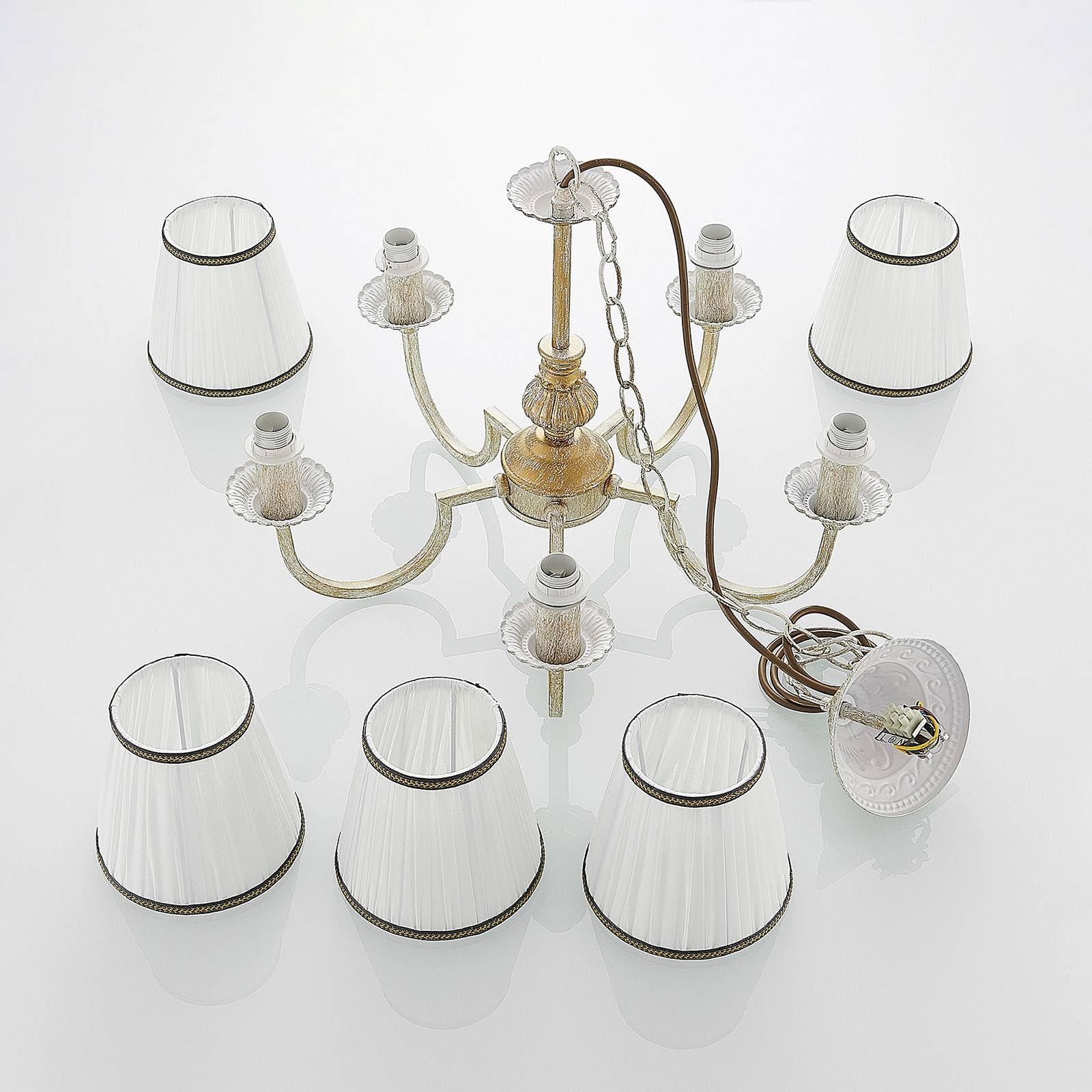 Lindby Kronleuchter Lumiel (Landhaus, Vintage Rustikal) in Bronze aus Textil (5 flammig E14) - Pendelleuchte Hängelampe Lüster Lampe Deckenleuchte Deckenlampe Wohnzimmerleuchte