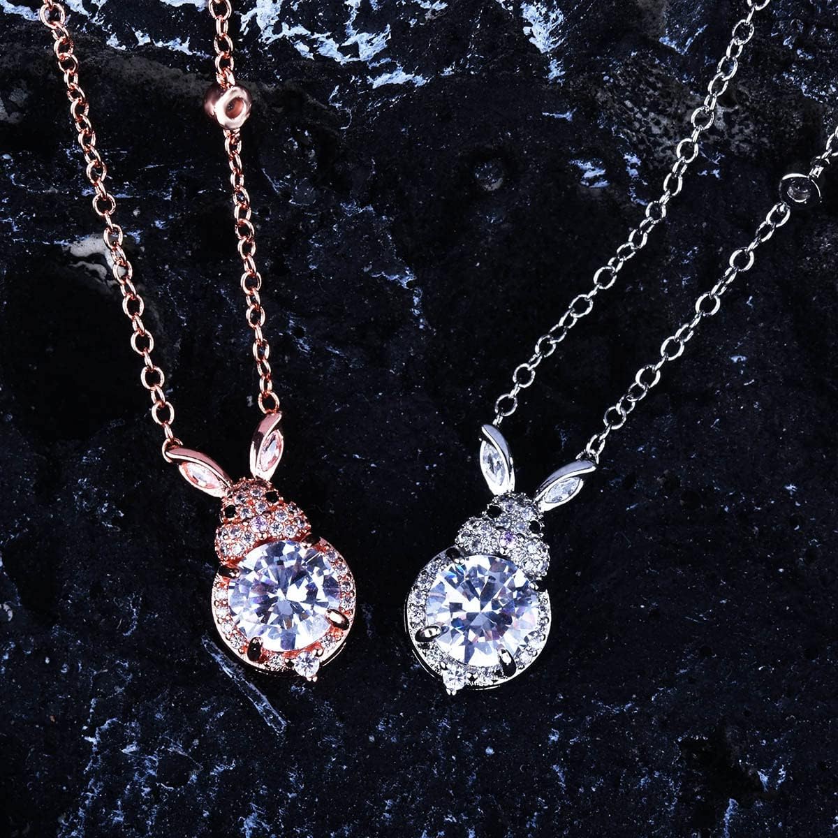 Amazon.com: Cuteshop Rabbit Necklace 18k White Gold/Rose