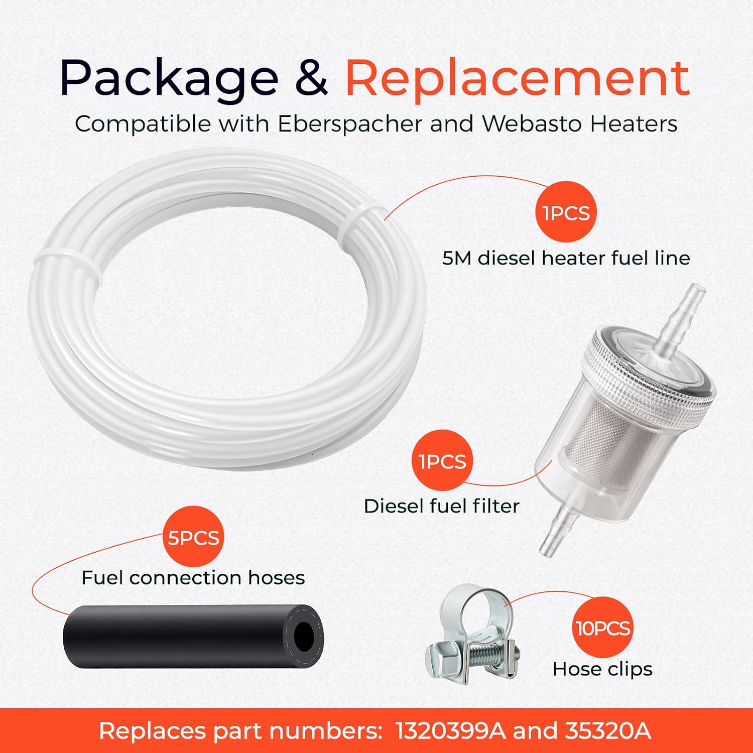 2PCS 5M Diesel Heater Fuel Line Set Replaces 1320399A 35320A image 2