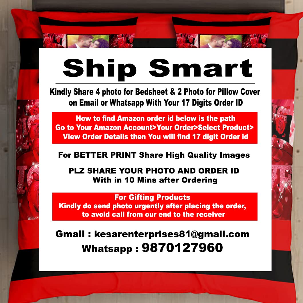 Ship Smart Velvet Fabric Personalized/ 4 Photo Bedsheet Red,Black 90x100 inch