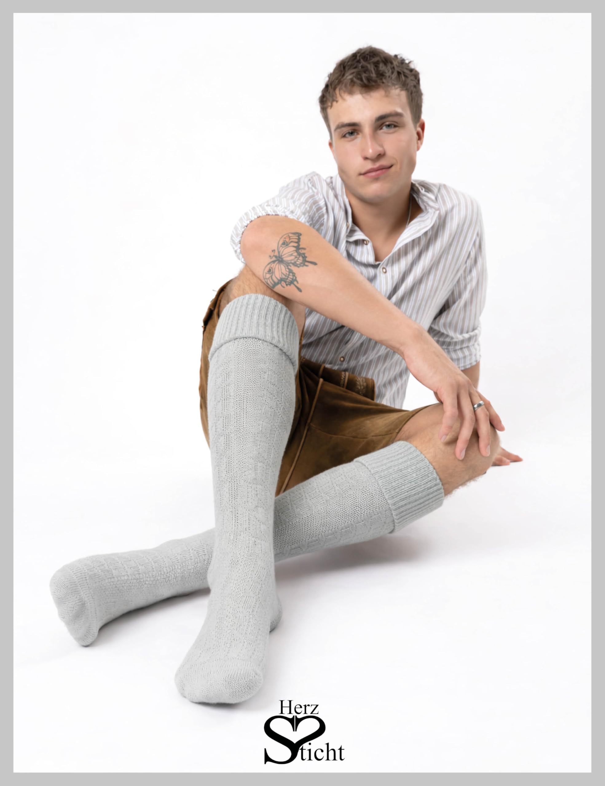 Calcetines Largos Tradicionales Bávaros para Hombre 1 par (modelo: Silberdistel)