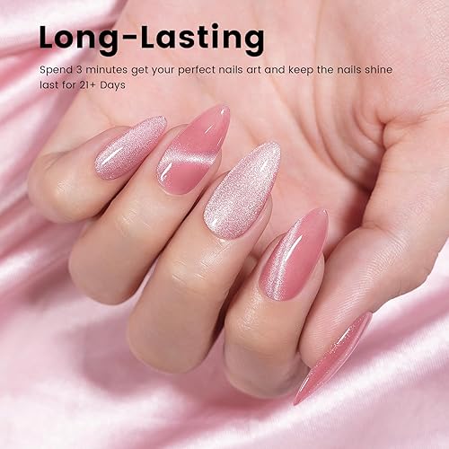 Miniatura 9 de RARJSM Esmalte de uñas de gel rojo ojo de gato, esmalte de gel de terciopelo rojo oscuro, 0.5 onzas líquidas, botella individual con barra