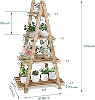 Vista 3 de Estante de escalera de 4 niveles, estantes de escalera para plantas, estante de escalera plegable, estantería de escalera para oficina, dormitorio