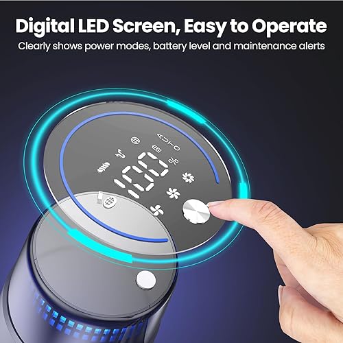 Miniatura 7 de V25 Aspiradora inalámbrica, 680 W 60 Kpa potente aspiradora de palo con sensor de polvo, pantalla digital, batería recargable de 4000 mAh hasta 60