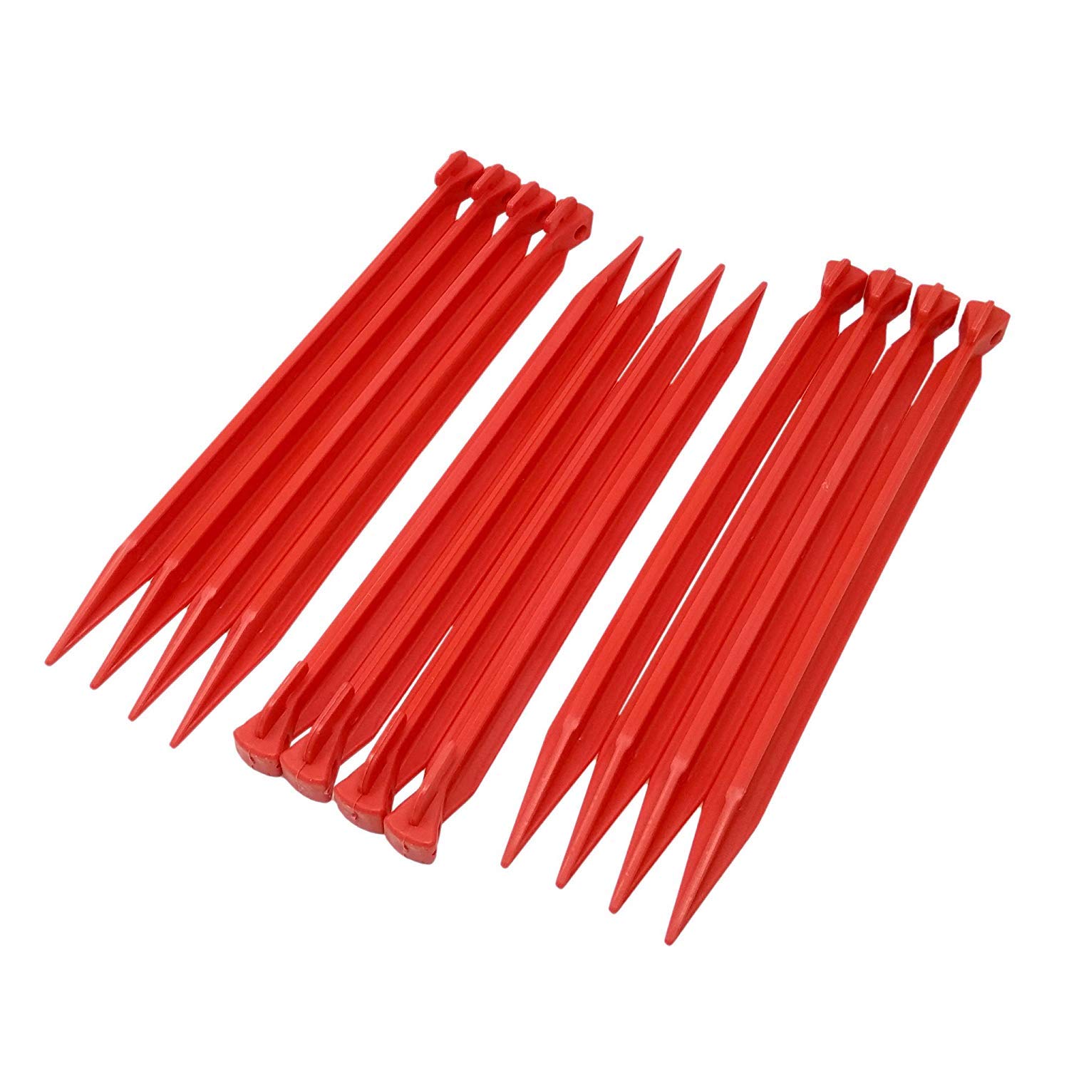 ToCi Plastikowe śledzie do namiotu o długości 30 cm, śledź z haczykiem i pętelką w kolorze czerwonym.