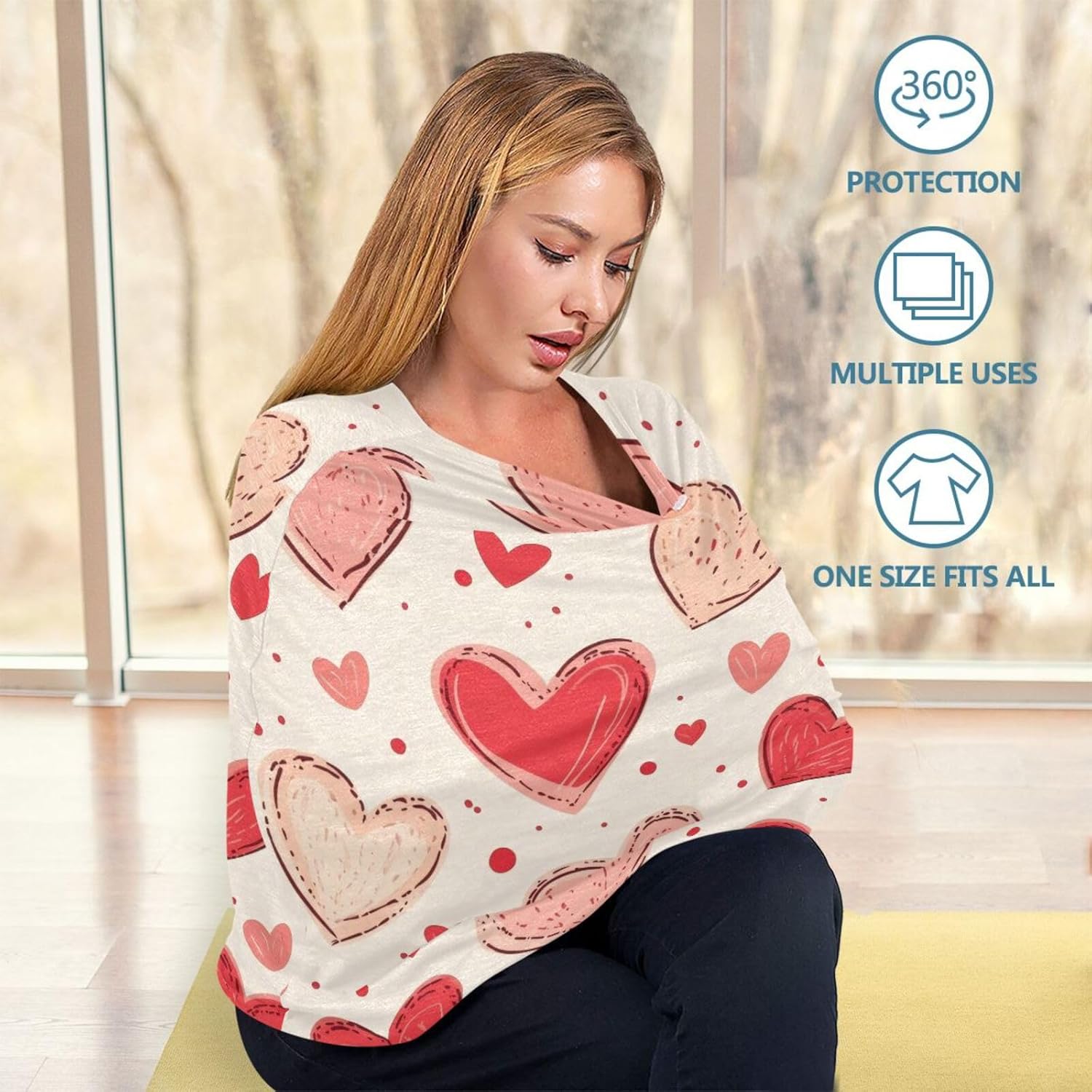 Lyeorm Valentine's Day Hearts Car Seat Covers for Babies Breathable Nursing Breastfeeding Cover Multi-Use Infant Carseat Canopy and Stroller Cover for Boys Girls 6 71w6T2JuvTL. AC SL1500