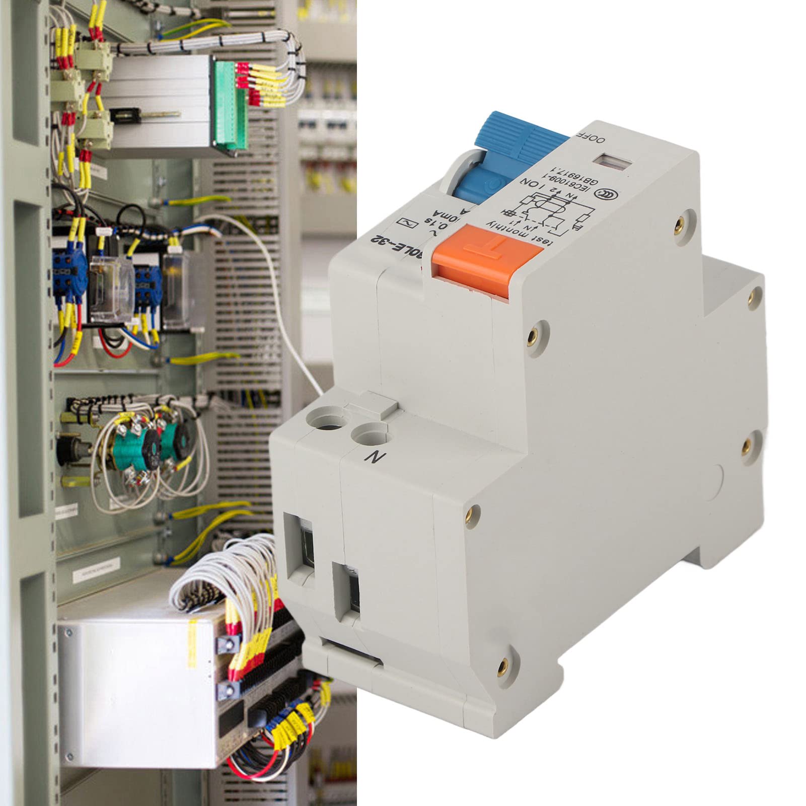 Miniature Circuit Breaker,16 Amp 220V Residual Current Circuit Breaker,Solar AC Disconnect Switch for Overload Short Circuit Leakage Protection 50/60Hz,DIN Rail Mount 1P