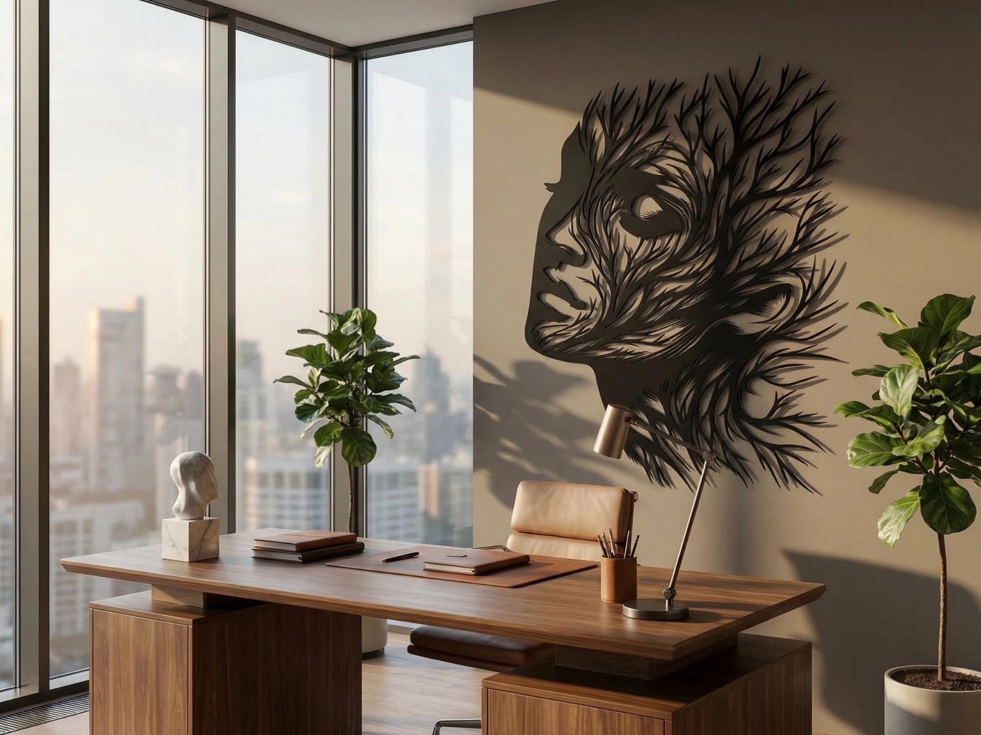 VAILLA Gesichter Wanddeko aus Holz 3D – Wandbild Wohnzimmer Schlafzimmer