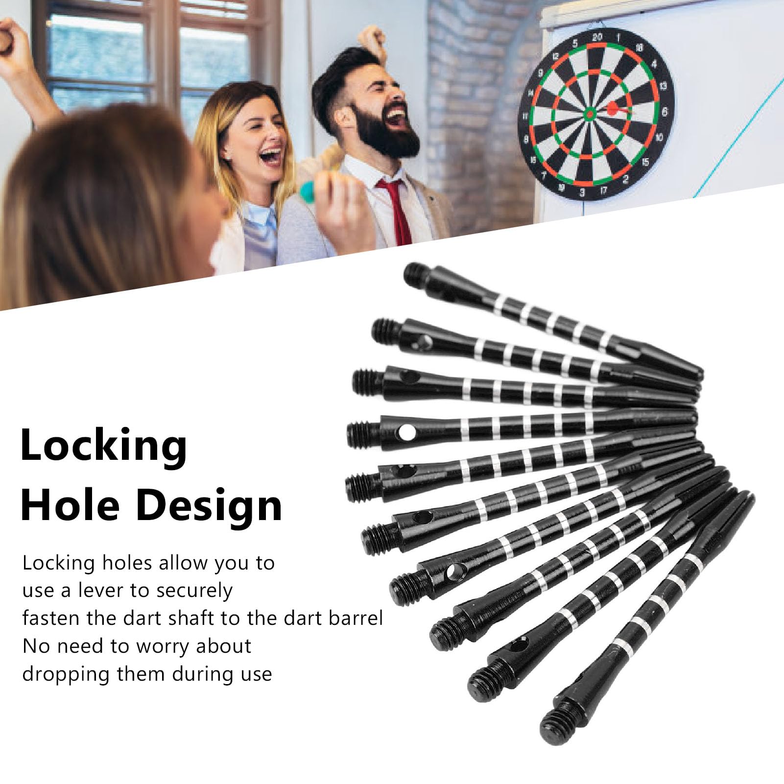 Culnflun Dart Shafts Dart Shafts, Aluminum Alloy Replacement Dart Shafts Set, Locking Hole Indoor Activity (Black)