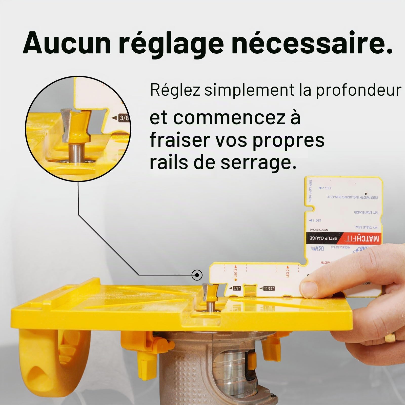 MICROJIG MatchFit MFRG-400-025 Guide de routage de grille – Outil de précision pour rails de serrage à queue d'aronde, installation facile, design auto-indexé, compatible avec les défonceuses | Kit