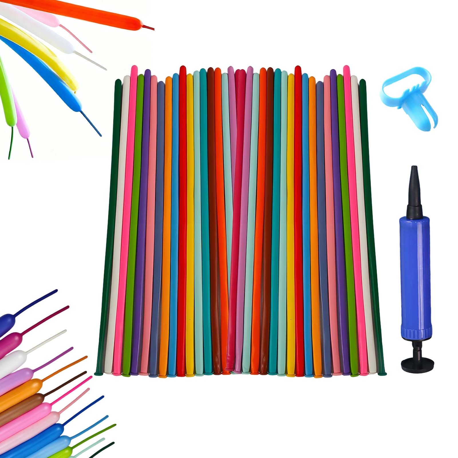 102 Pcs Balloon Modelling Balloons Set, Long Balloons For Tying With 1 Pump And 1 Knotter,for Engagement Birthday Festival Decorations, Used by Individuals Aged 15 And Above (Random Color)