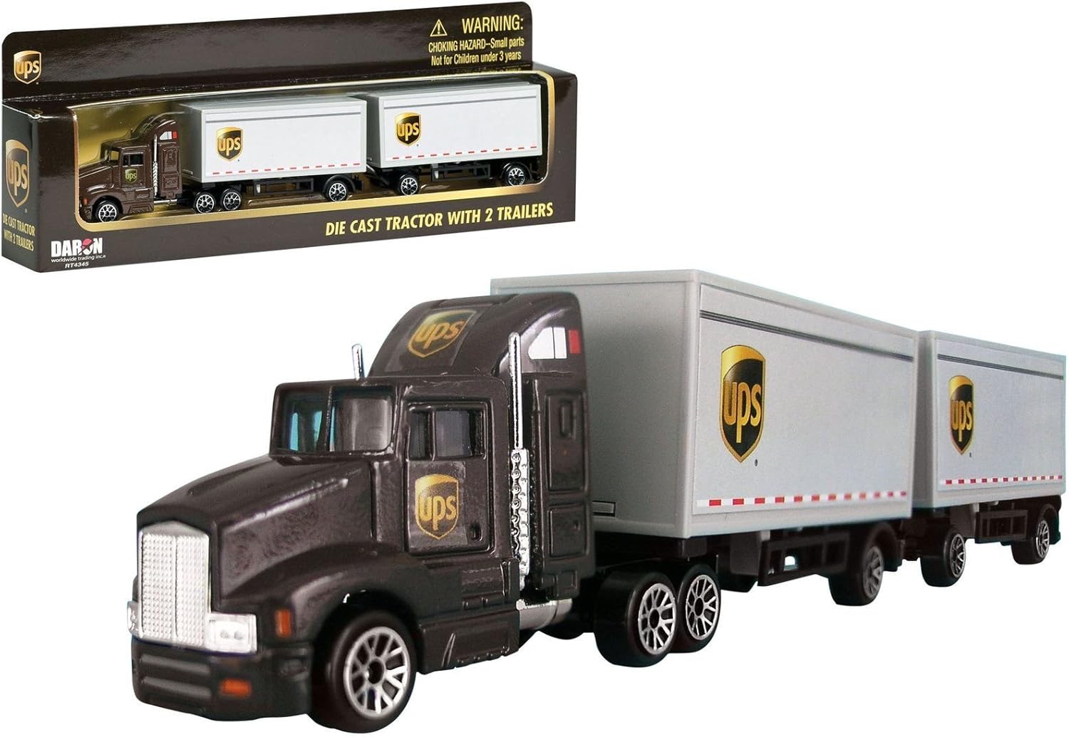 Realtoy RT4345 UPS Tandem Tractor Trailer Truck Diecast 1/87 Scale Brown Model .HN#GG_634T6344 G134548TY45505