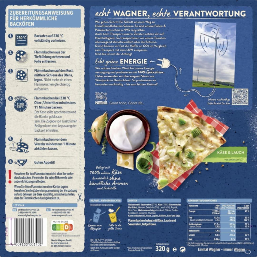 Wagner Pizza Flammkuchen Käse & Lauch 320g x 4 Stück